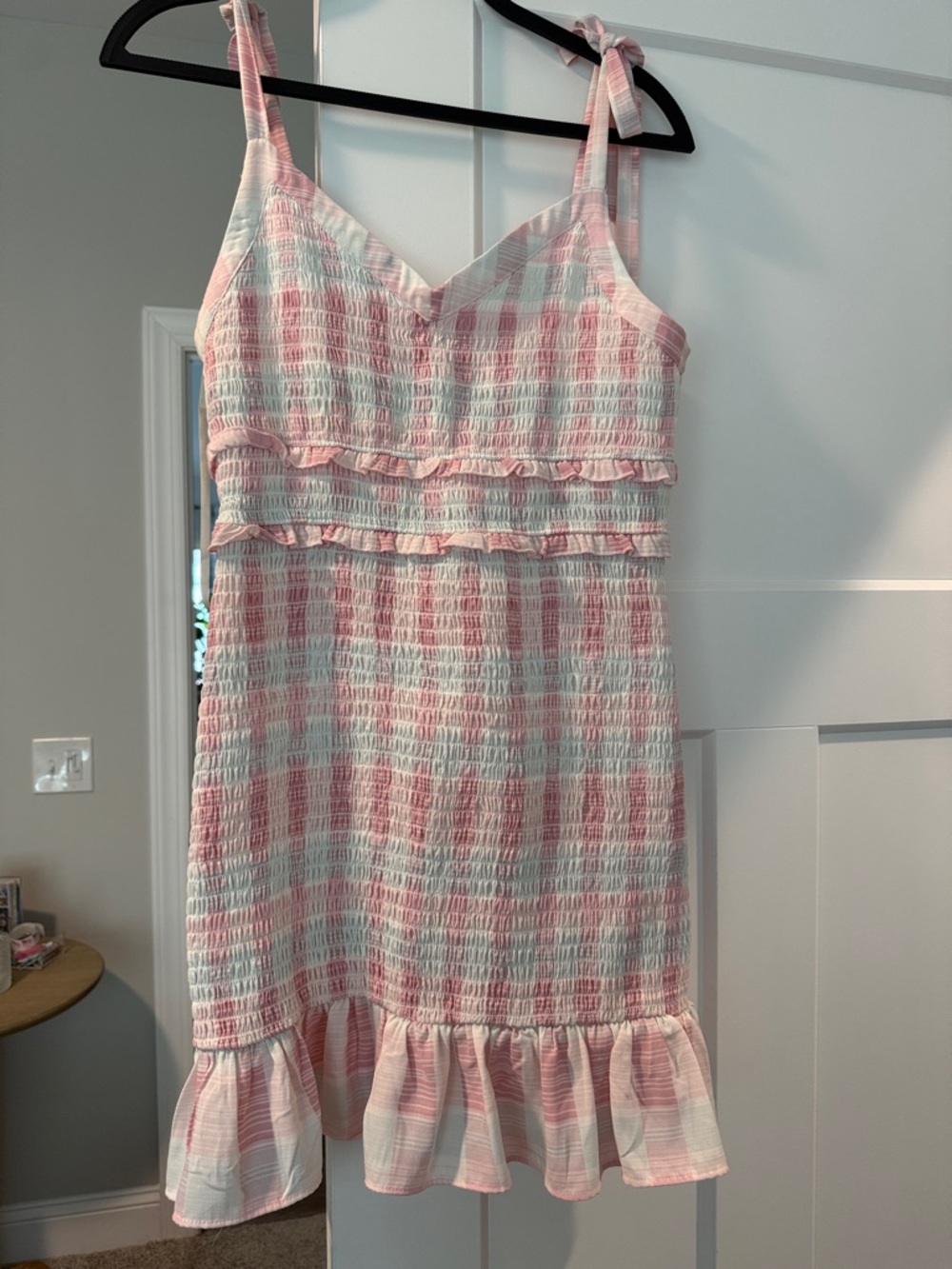 BCBGeneration Pink and White Smocked Mini Dress